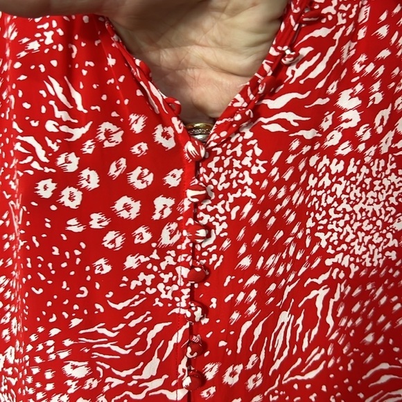 Joie Red & White Leopard Print Long Sleeve Blouse Size XS - Picture 5 of 13